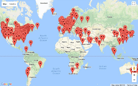 a static google map image of employers to show our services being used worldwide.